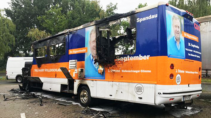 Новости: В Берлине сгорел автобус ХДС