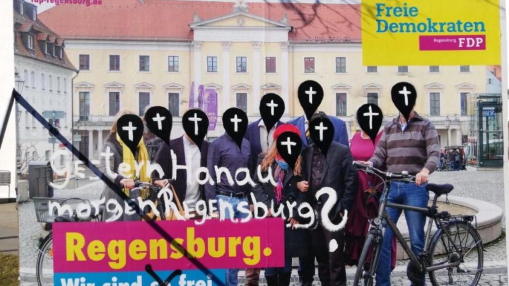 Происшествия: «Вчера Ханау, завтра Регенсбург?»: неизвестные оставили угрозы на предвыборном плакате СвДП