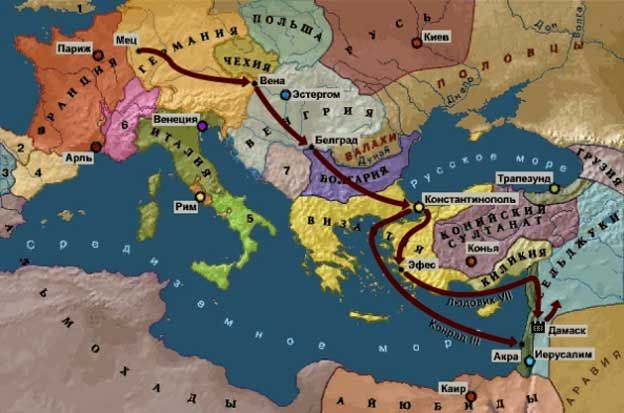 карта второго крестового похода