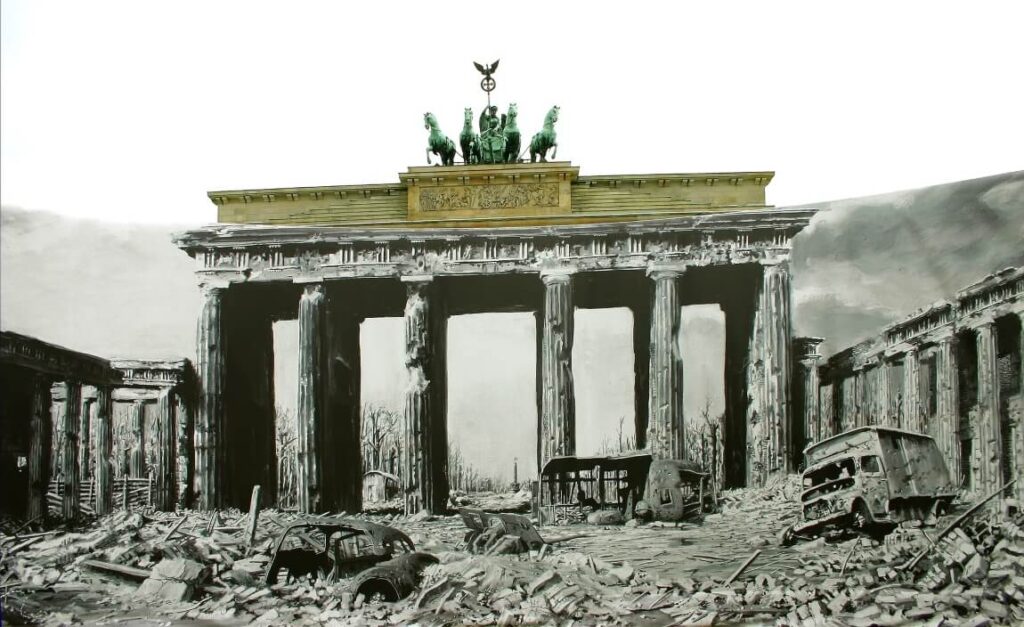 бранденбургские ворота в разрушенном берлине